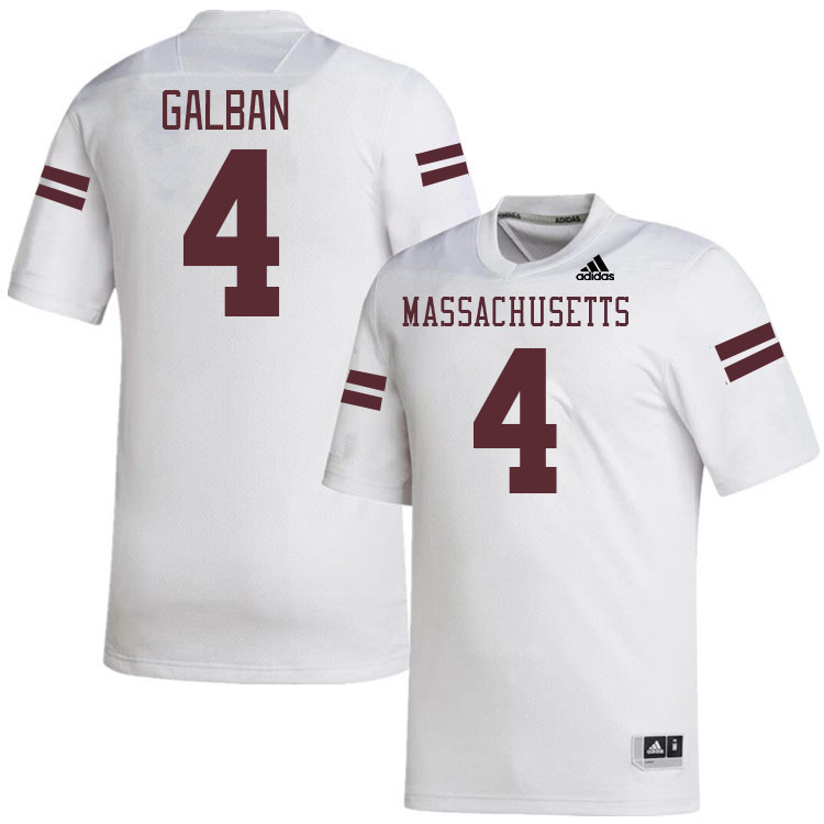 Massachusetts Minutemen #4 Sterling Galban College Football Jerseys Stitched-White